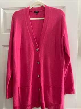 Talbots Bright Pink V-Neck Button Cardigan